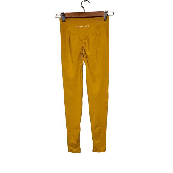 Alphalete Seamless High Rise Butt Scrunch Leggings Golden Yellow Size Small - Picture 2 of 7